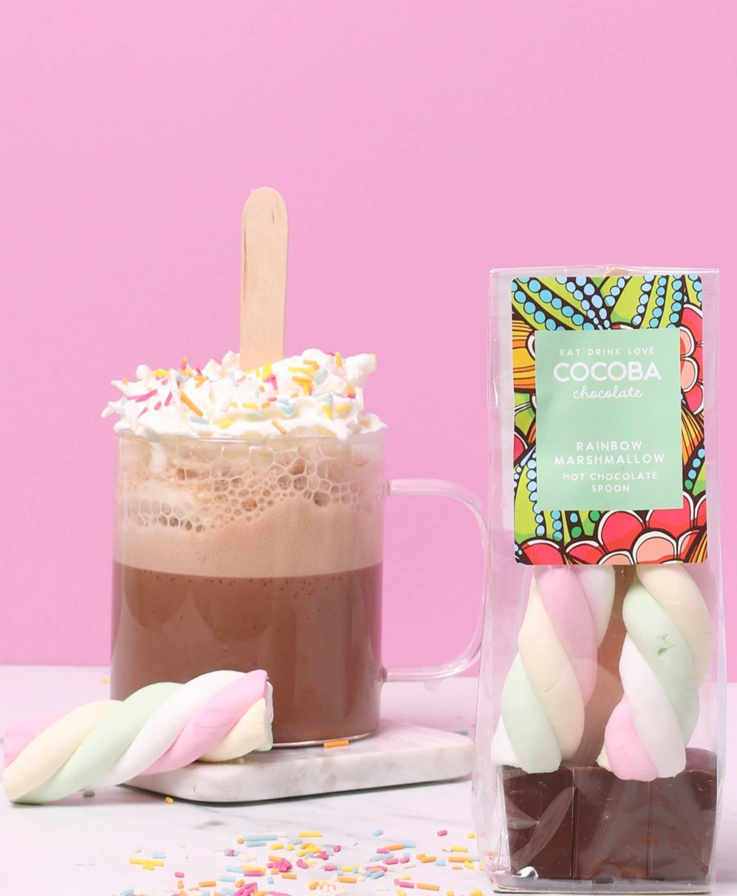 Rainbow Marshmallow Milk Hot Chocolate Spoon