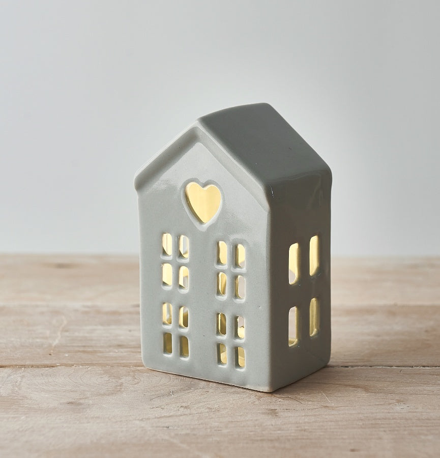 Dainty Grey Houses T-Light Holder - 3 Sizes