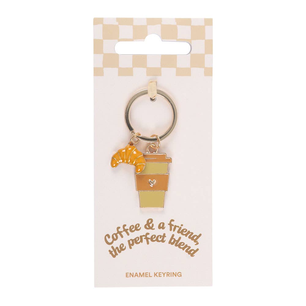 Coffee and a Friend Croissant Keyring