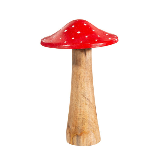 Large Red Wooden Mushroom Decoration