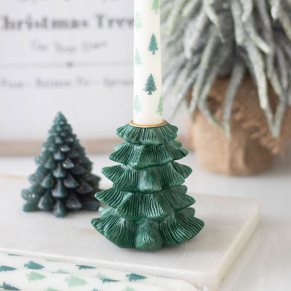 Christmas Tree Candle Holder With Taper Candle