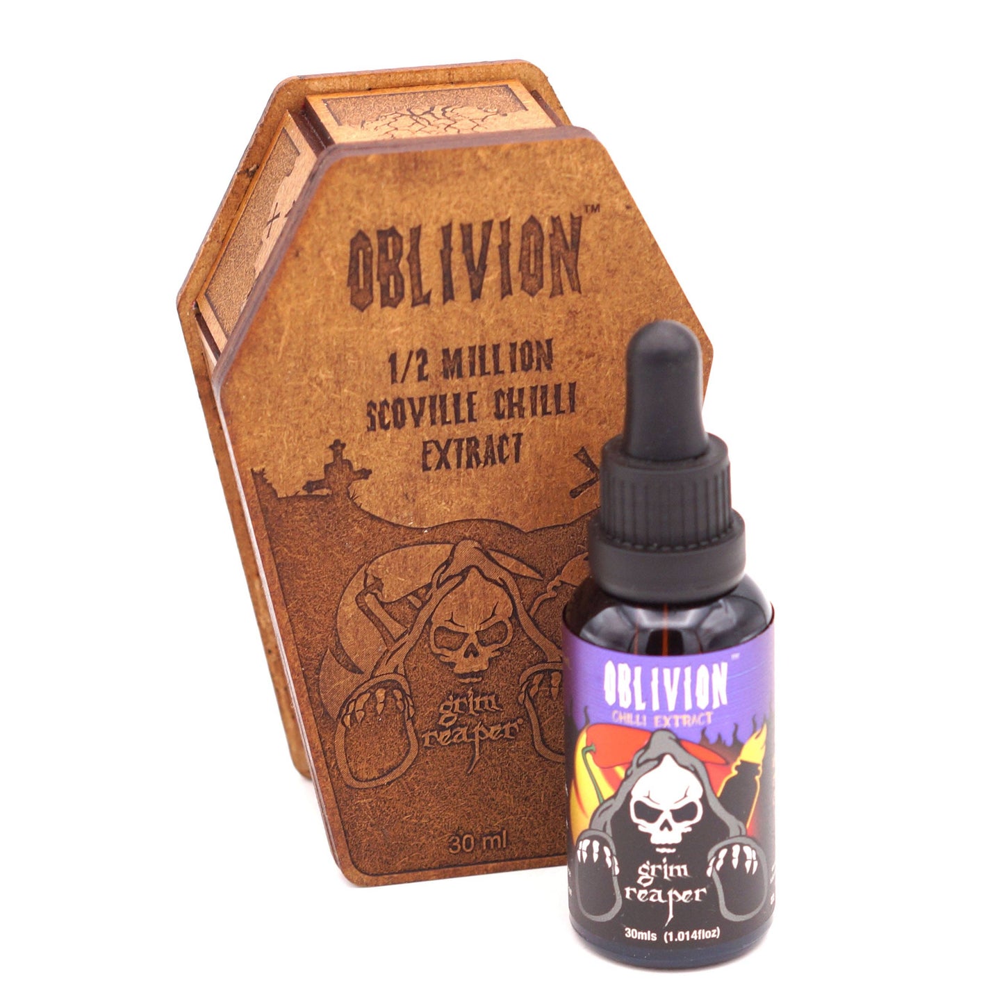 Grim Reaper - Oblivion - 1/2 Million Scoville Chilli Extract - Laser Etched Coffin
