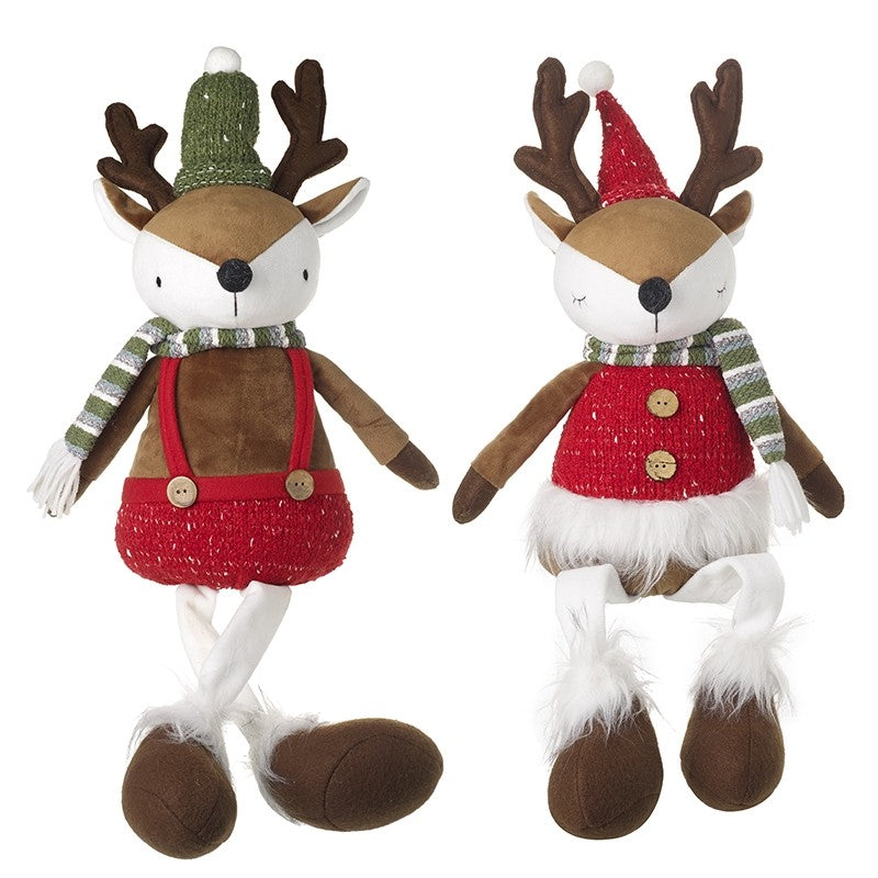 Sitting Reindeer with Scarf - Pair