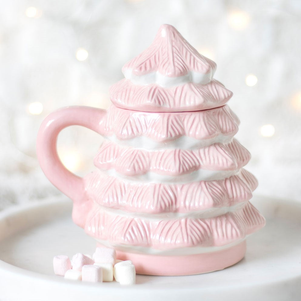 Pink Christmas Tree Shaped Mug – Cozy Glow