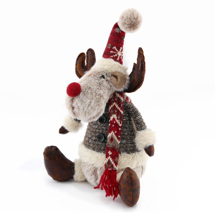 Sitting Reindeer With Coat 38cm