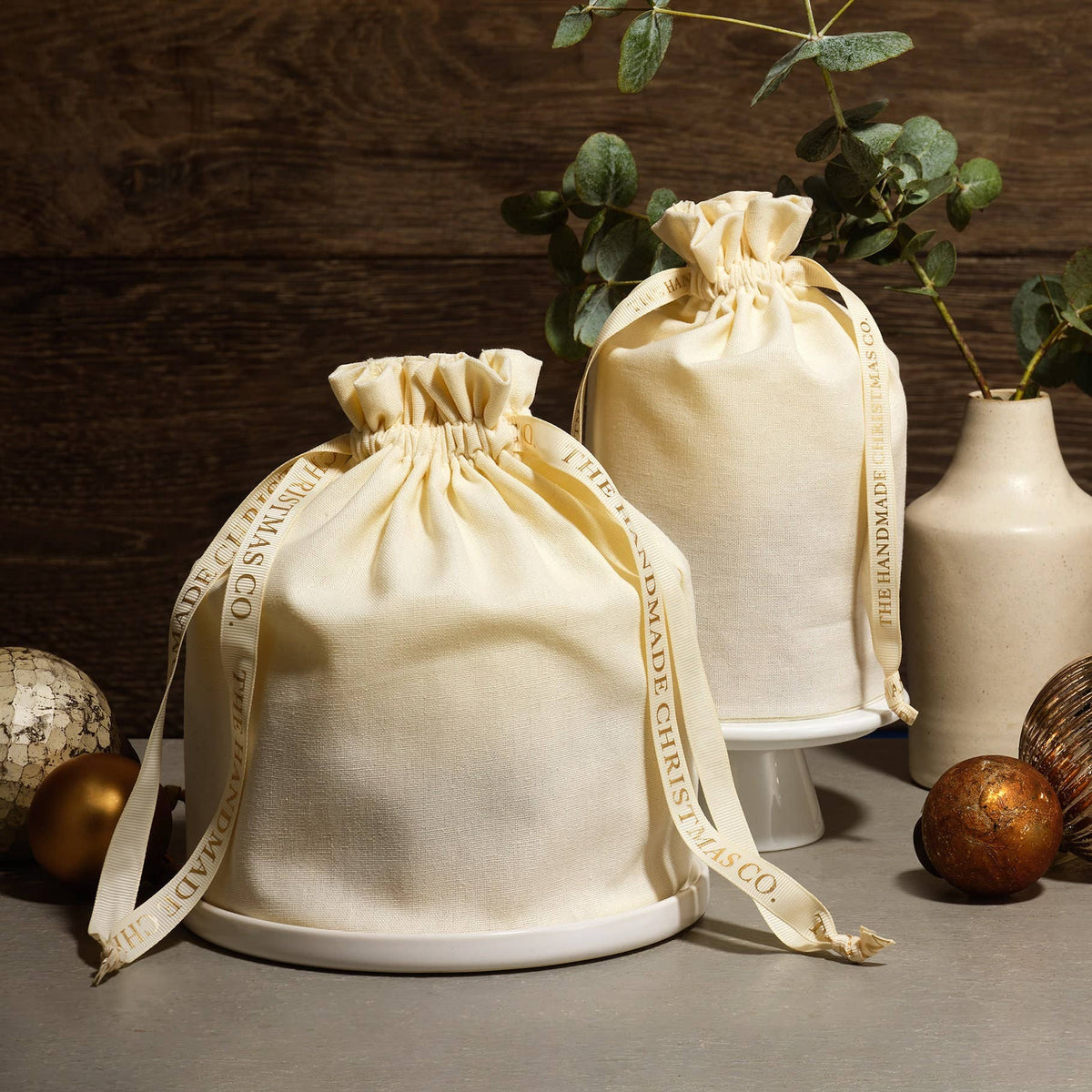 Luxury Handmade Winter Botanical Christmas Pillar Candle Soy