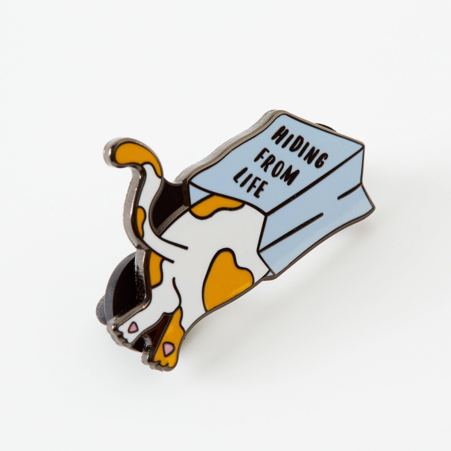 Hiding from Life Cat Enamel Pin