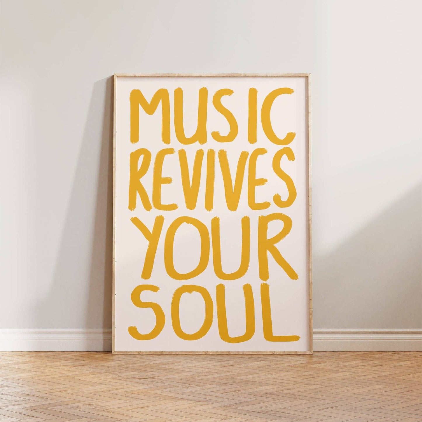 Music Revives Your Soul Print: Pink + Green / Unframed / A3