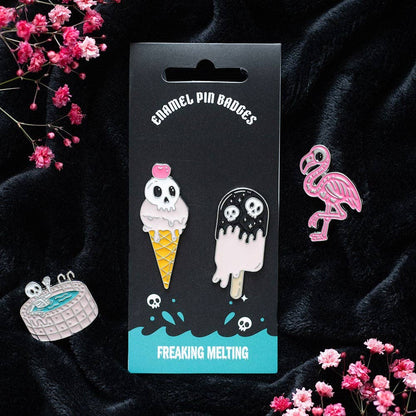 Freaking Melting Goth Ice Cream Enamel Pin Badges