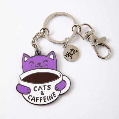 Cats & Caffeine Enamel Keyring