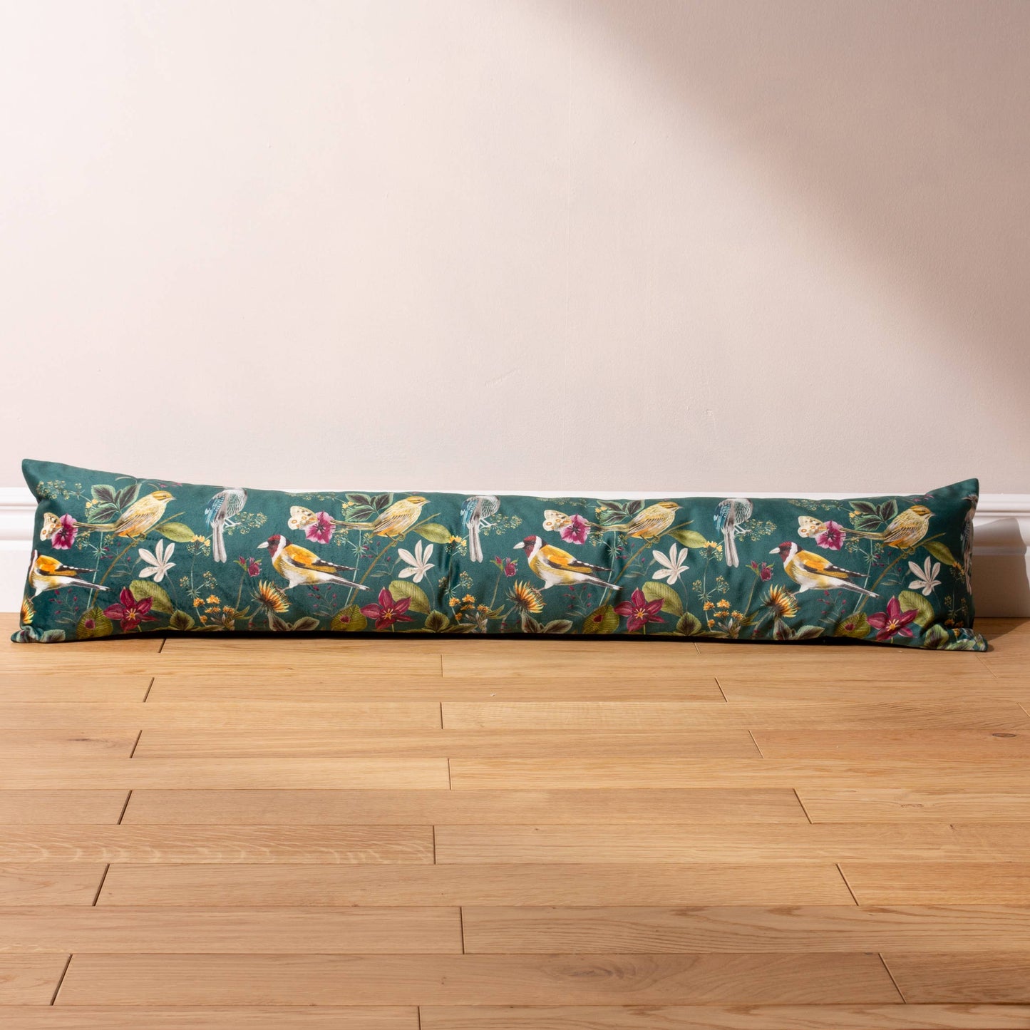 Midnight Garden Bird Draught Excluder Teal