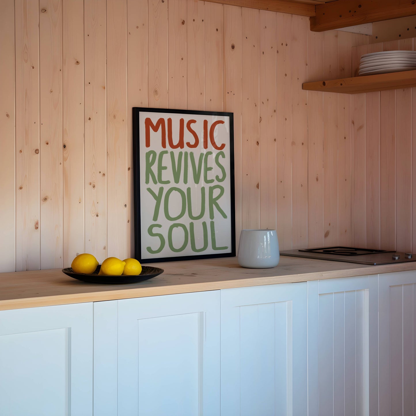 Music Revives Your Soul Print: Pink + Green / Unframed / A3