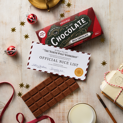 Organic Milk Chocolate Bar + Nice List Certificate (90g)