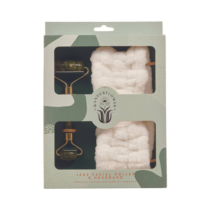 Jade Facial Roller & Headband Set
