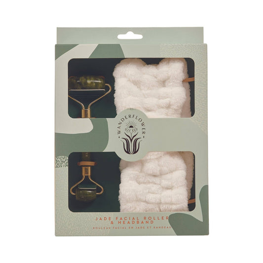 Jade Facial Roller & Headband Set