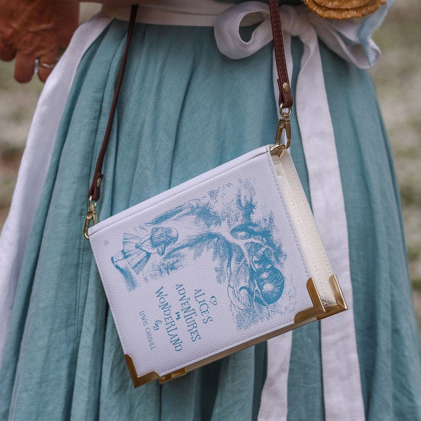 Alice in Wonderland Original Purple Book Handbag Crossbody Purse: Small