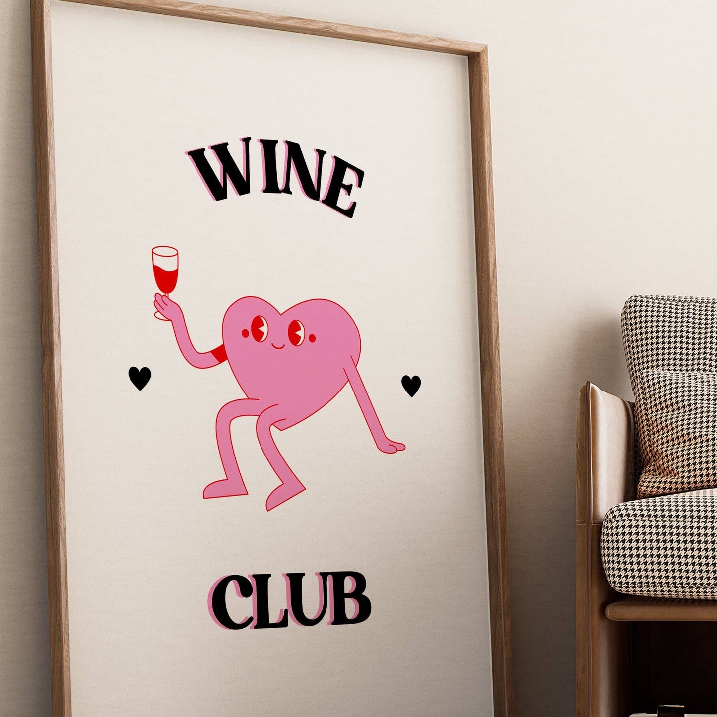 Wine Club Print: Pink / Unframed / A3