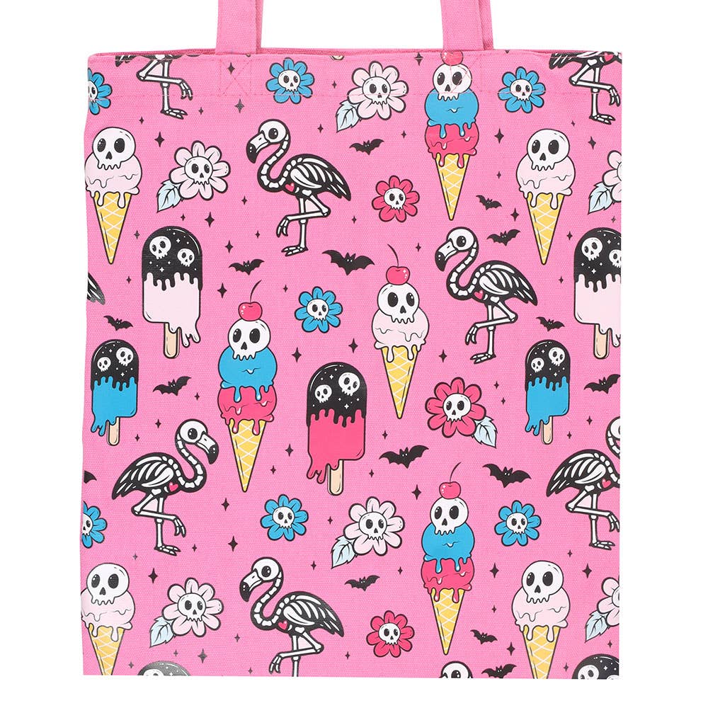 Pink Dead Hot Days Print Goth Summer Tote Bag