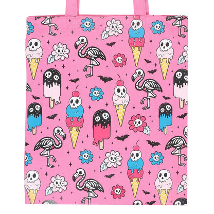 Pink Dead Hot Days Print Goth Summer Tote Bag