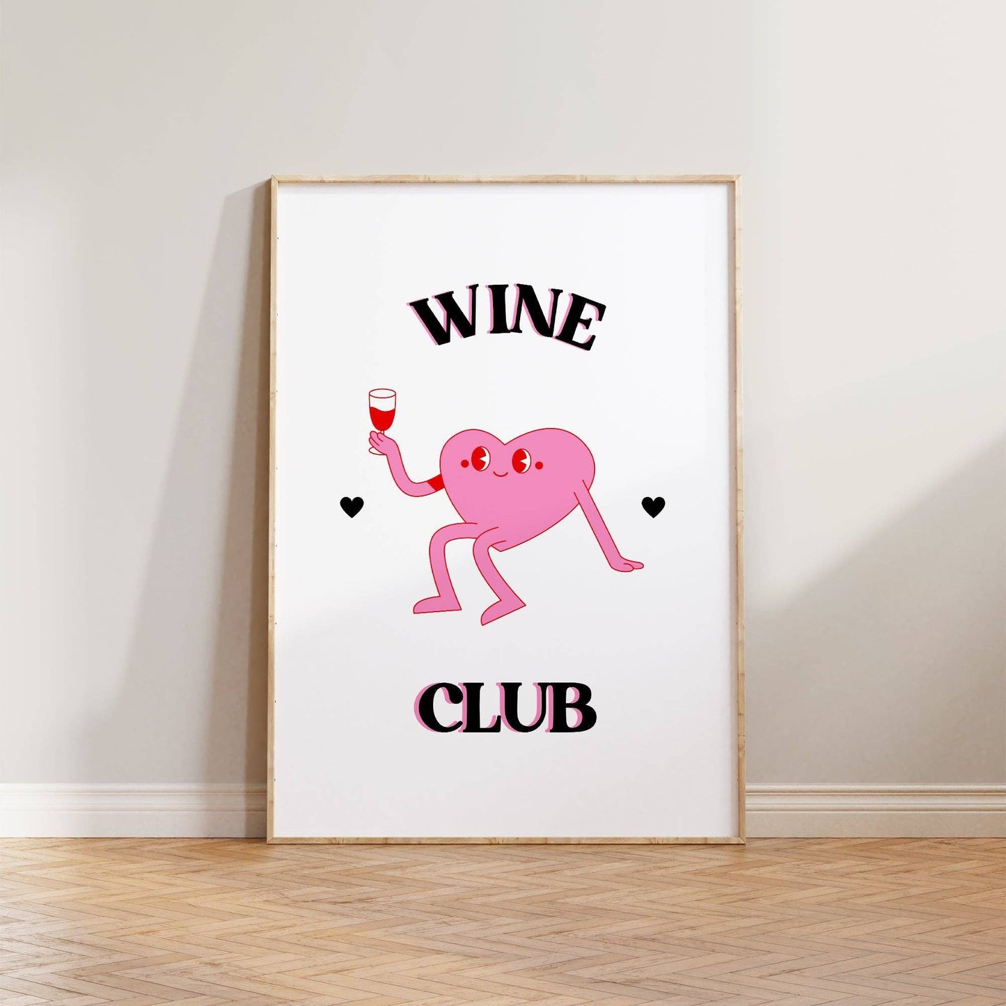 Wine Club Print: Pink / Unframed / A3