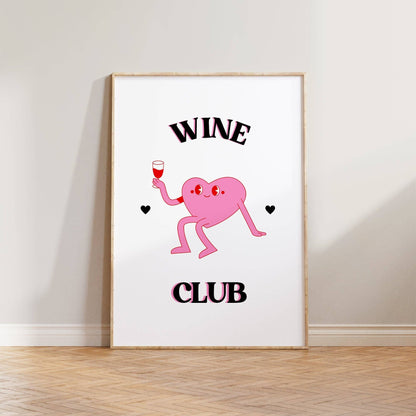 Wine Club Print: Pink / Unframed / A3