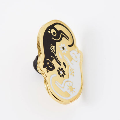 Twin Kitties Enamel Pin: Black and White