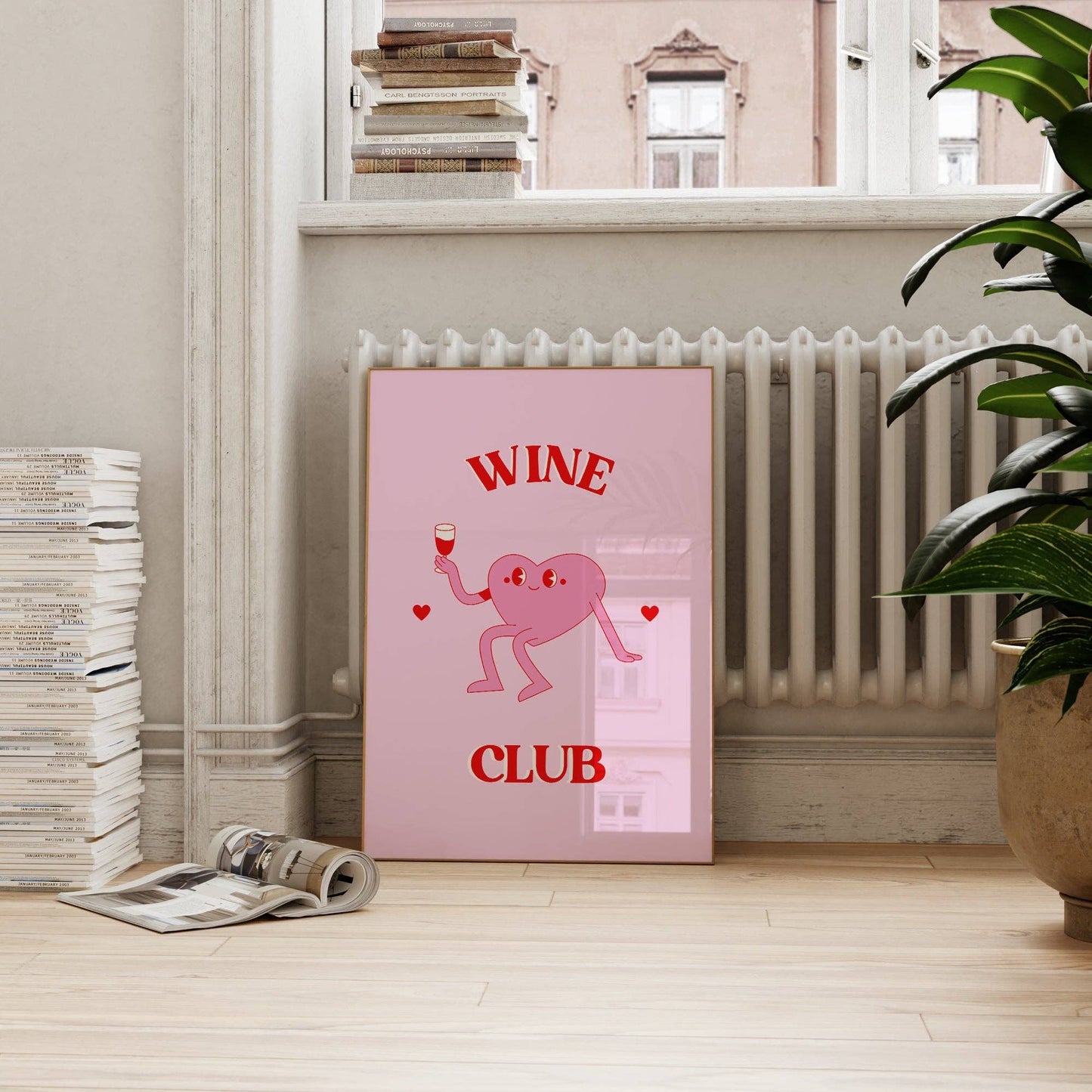 Wine Club Print: Pink / Unframed / A3