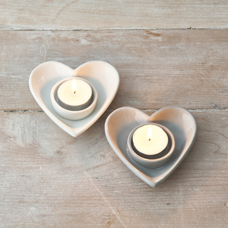 White Heart T-Light Holder, 11Cm