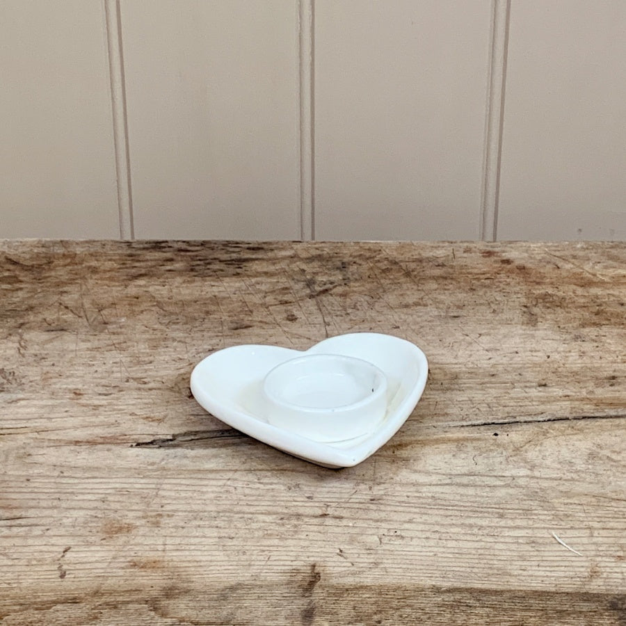 White Heart T-Light Holder, 11Cm