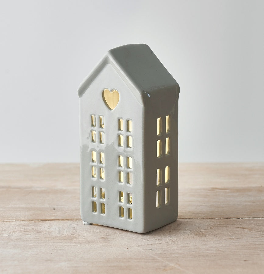 Dainty Grey Houses T-Light Holder - 3 Sizes