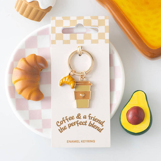 Coffee and a Friend Croissant Keyring