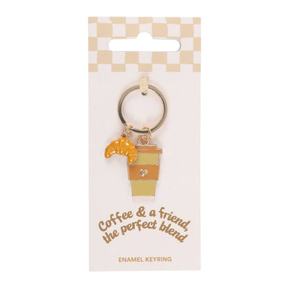 Coffee and a Friend Croissant Keyring