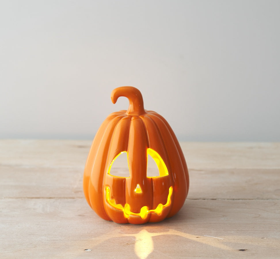 Orange Carved Pumpkin Lantern