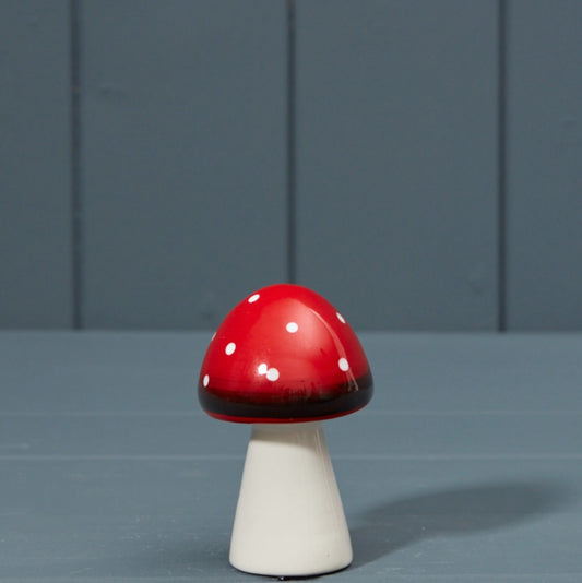 Red Spotty Ceramic Mushroom, 8.6Cm