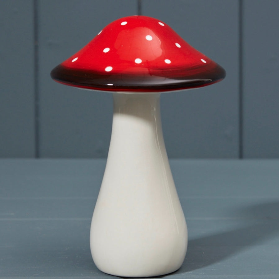 Red Ceramic Mushroom, 16.5cm