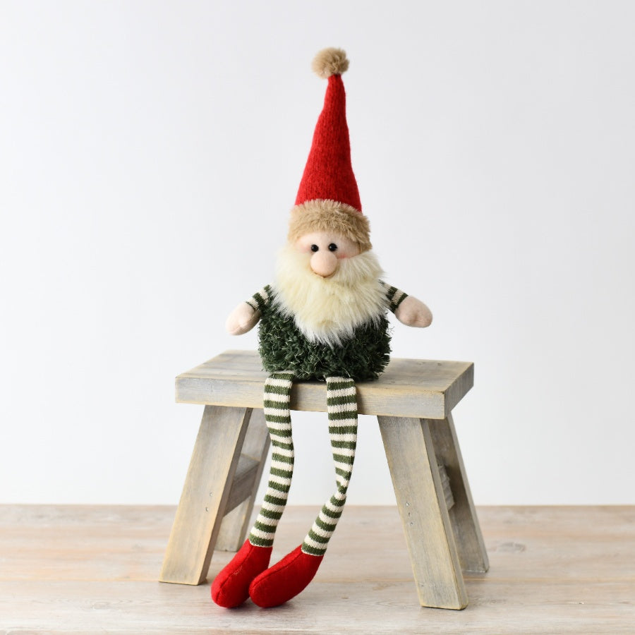 Fabric Sitting Santa Gonk With Long Legs