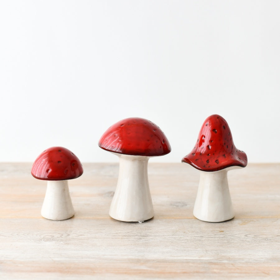 Red Mushroom Ceramic Ornament, 9cm