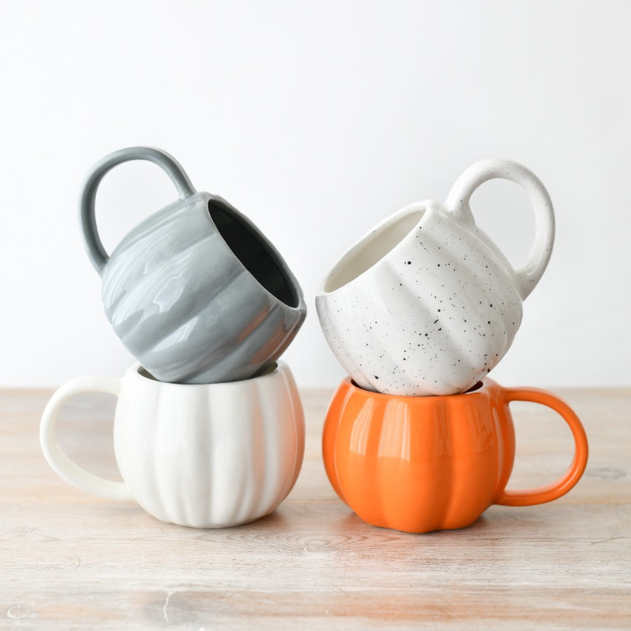 Speckled White Pumpkin Mug, 11cm