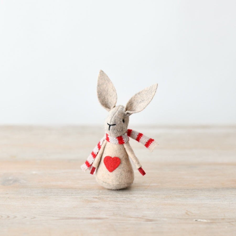 Fabric Rabbit with Red Scarf