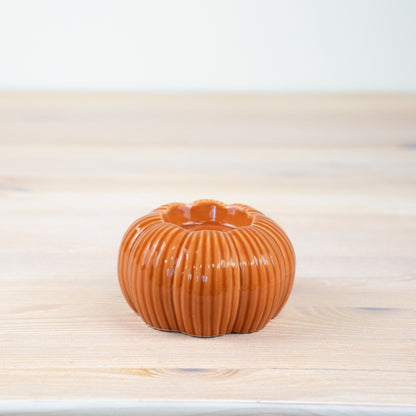 Orange Pumpkin Candle Holder, 9.3cm