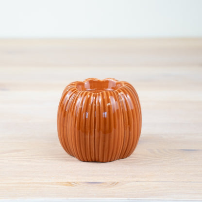 Orange Pumpkin Candle Holder, 9.3cm