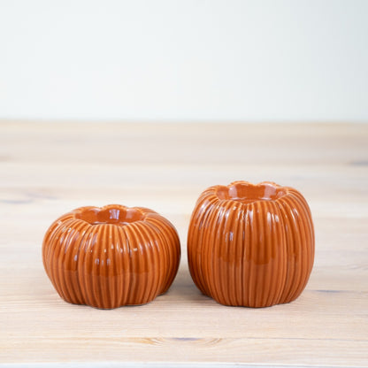Orange Pumpkin Candle Holder, 9.3cm