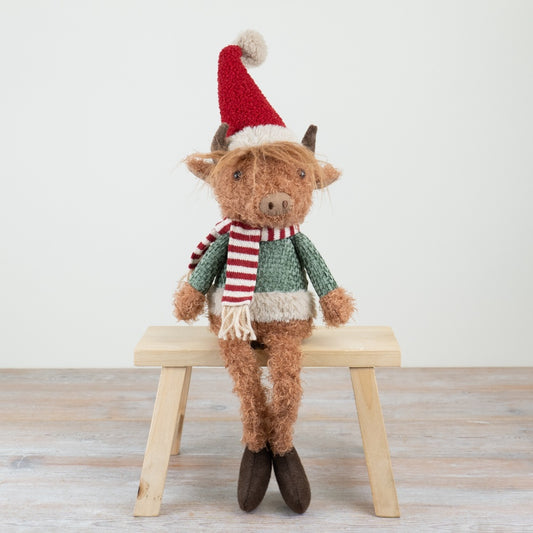 Festive Highland Cow, 64Cm