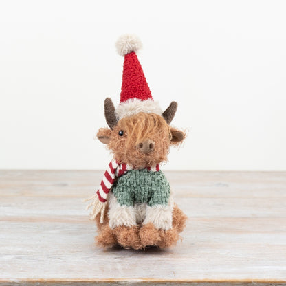 Christmas Fabric Highland Cow, 28Cm