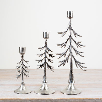 Silver Alumunium Tree Candle Holder
