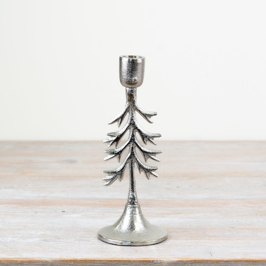 Silver Alumunium Tree Candle Holder