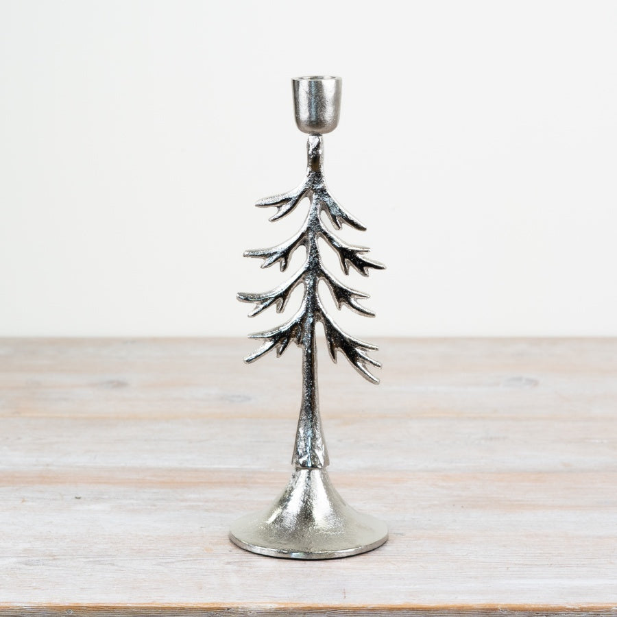Silver Alumunium Tree Candle Holder