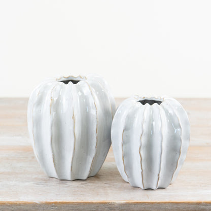 White Ceramic Pod Vase, 18Cm