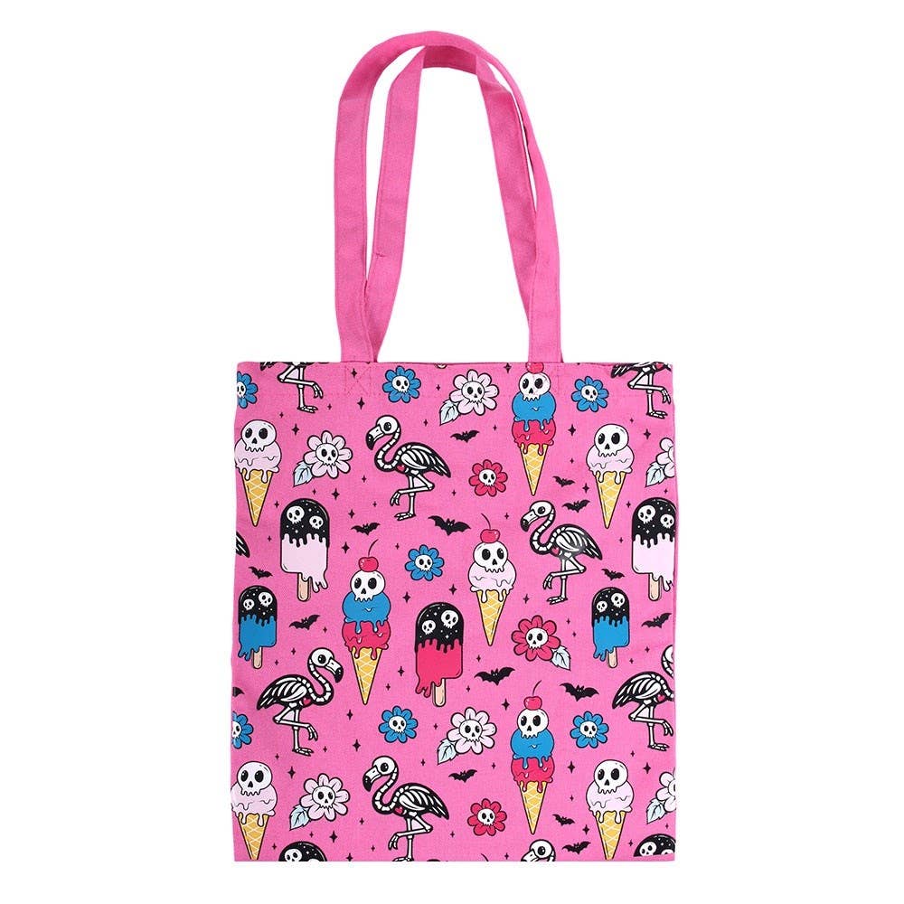 Pink Dead Hot Days Print Goth Summer Tote Bag