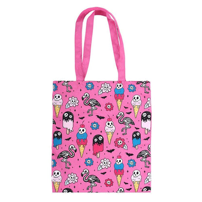 Pink Dead Hot Days Print Goth Summer Tote Bag
